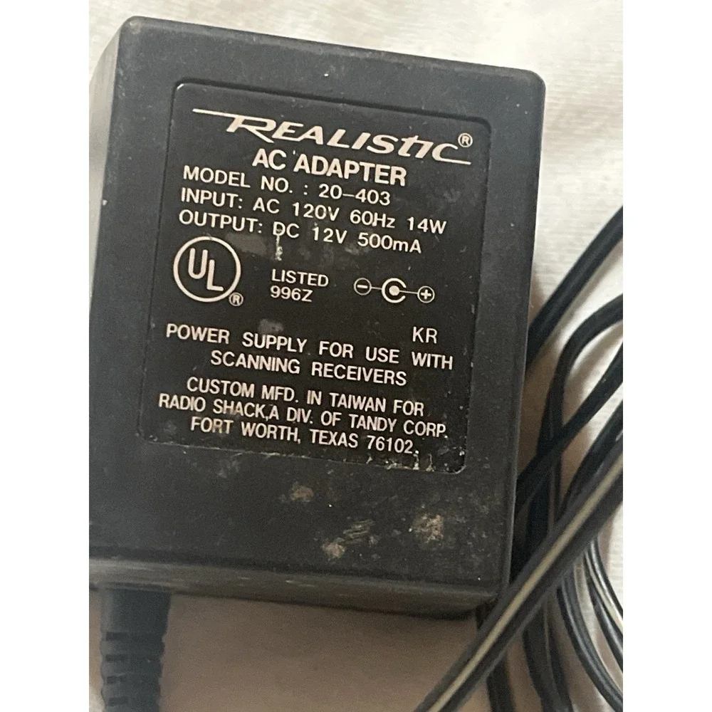 Realistic AC Adapter 20-403 12V 500mA Power Supply Radio Shack